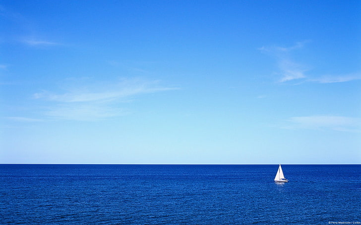 white sailboat, photography, sea, water, sailing, sailing ship, HD wallpaper
