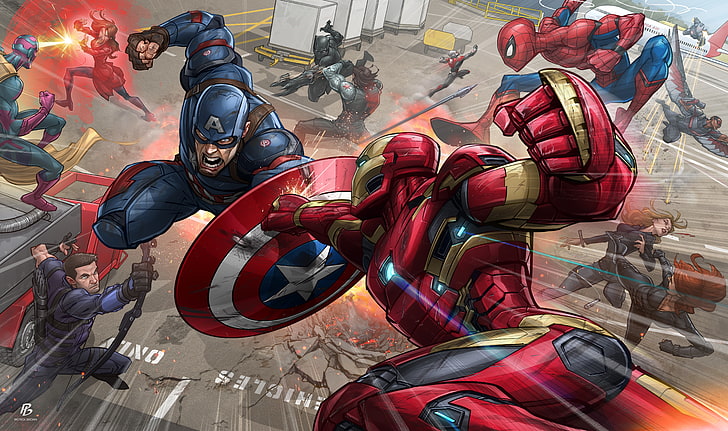 Marvel Super Heroes illustration, Scarlett Johansson, Vision, HD wallpaper