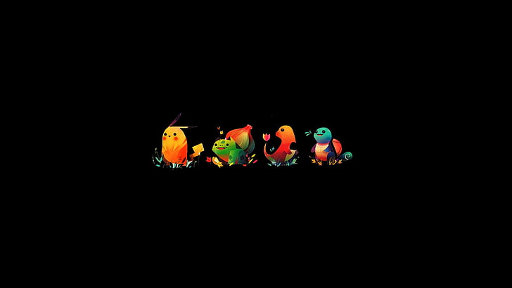 Pokemon illustration, Pokémon, Pikachu, Bulbasaur, Charmander