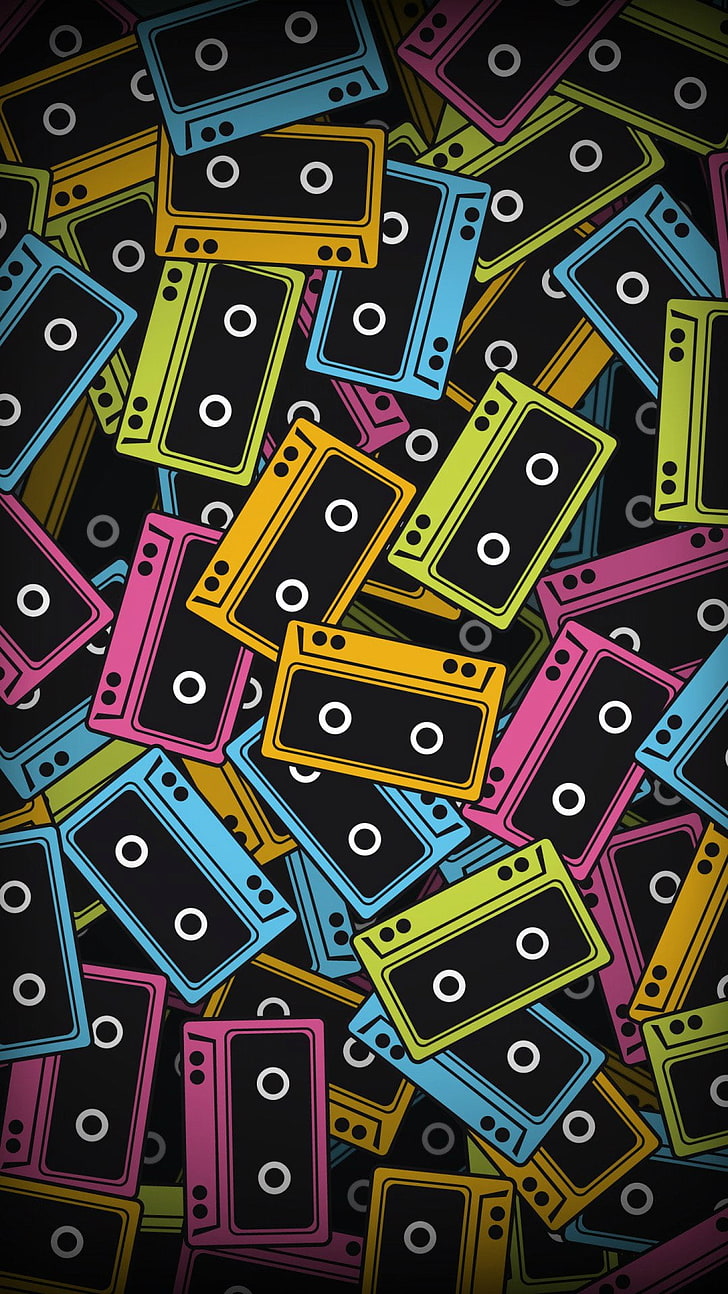 Audio Cassette Color Vector, cassette tape graphic, Music, vector drawing