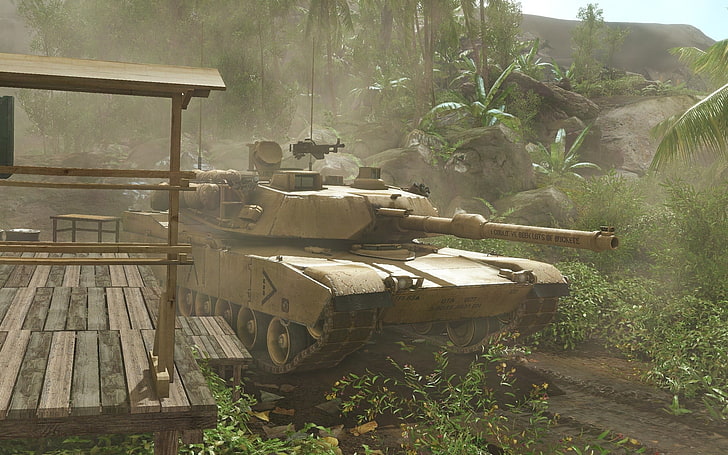 brown battle tank digital wallpaper, video games, M1 Abrams, Crysis