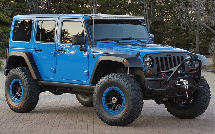 Hd Wallpaper Blue Jeep Wrangler Unlimited Hardtop Suv The Concept The Front Wallpaper Flare