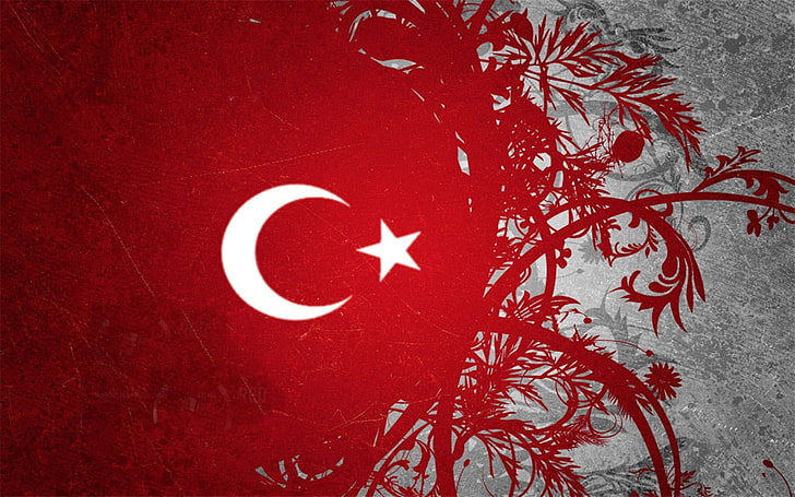 Turkey flag logo, Turkish, red, no people, creativity, wall - building feature, HD wallpaper