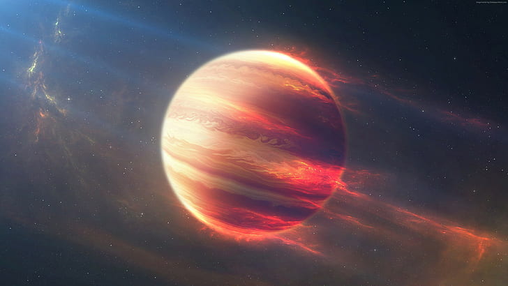 Space Fire Planet, stars, Exoplanet, HD wallpaper