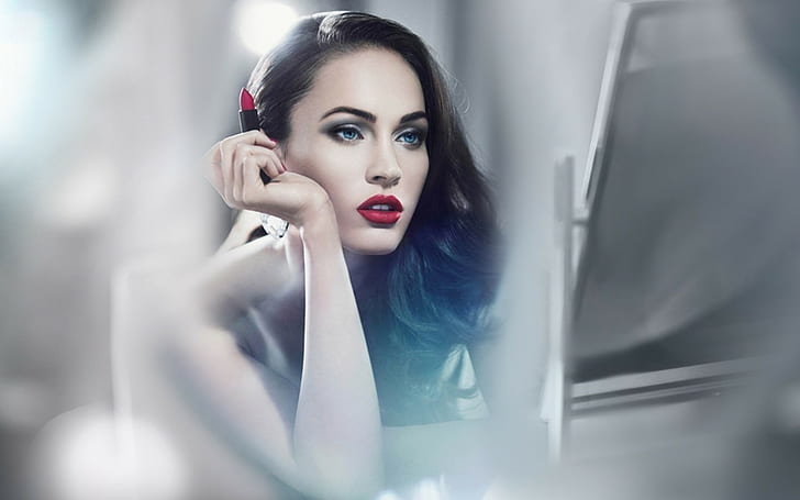 Megan Fox, model, lipstick, actress, HD wallpaper