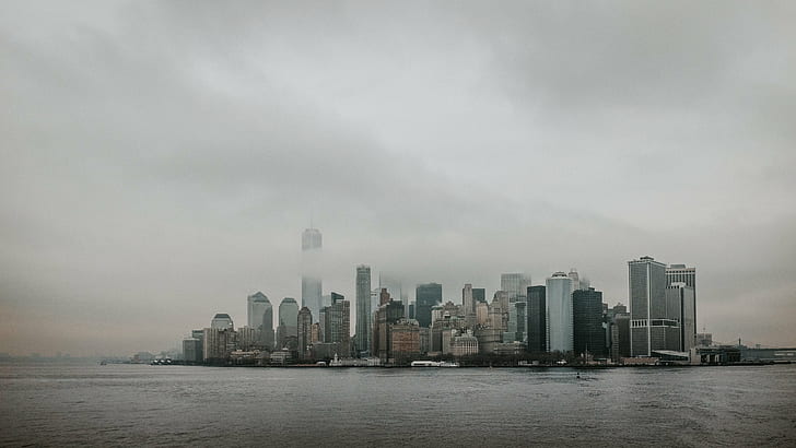 cityscape by the water, New York City, fuji, fujifilm, manhattan, HD wallpaper