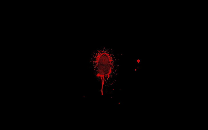 minimalism, black background, fingerprints, abstract, red, blood