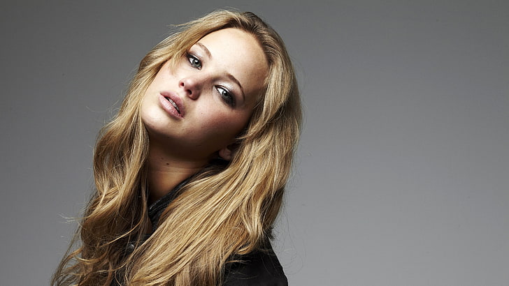 women, Jennifer Lawrence, hair, studio shot, portrait, blond hair, HD wallpaper