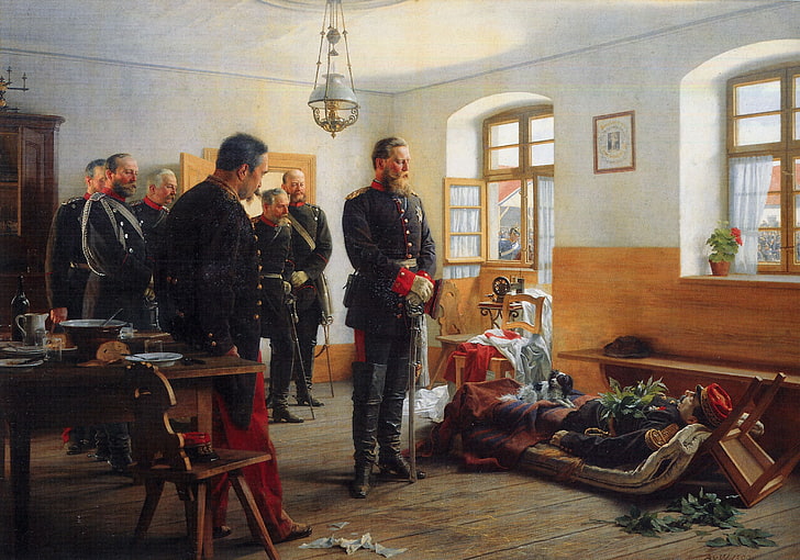 classical art, Europe, Anton von Werner, 1888, German crown Prince Friedrich Wilhelm contemplating the corpse of French general Abel Douay, Franco-Prussian War, 1870, HD wallpaper