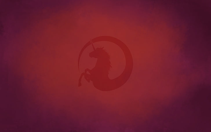 unicorn logo digital wallpaper, Ubuntu, Linux, red, no people