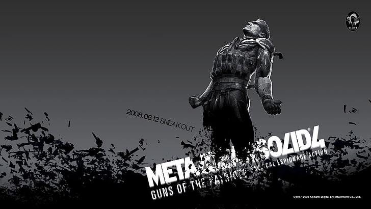 Metal Gear Solid 4 Solid Snake wallpaper, video games, monochrome