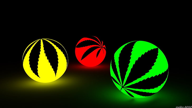 yellow, red, and green ball lights, 420, ganja, marijuana, weed, HD wallpaper