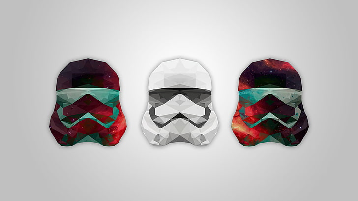three stormtrooper illustration, Star Wars, low poly, galaxy