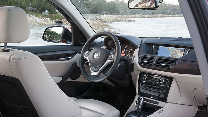 BMW X1, car, mode of transportation, motor vehicle, vehicle interior, HD wallpaper