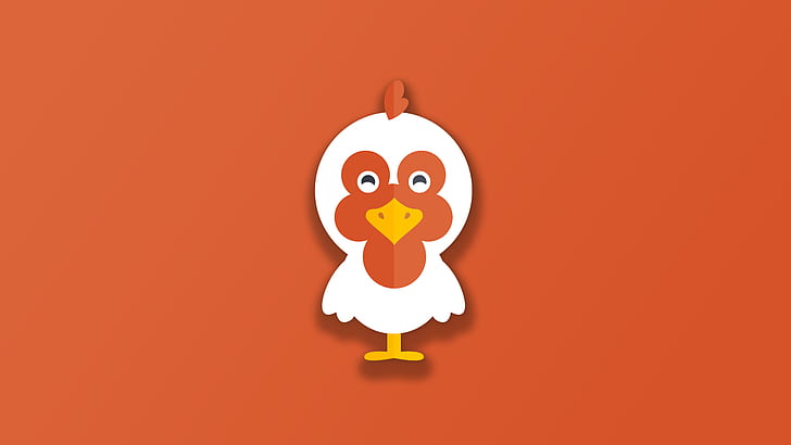digital, animals, orange background, Chicken, HD wallpaper