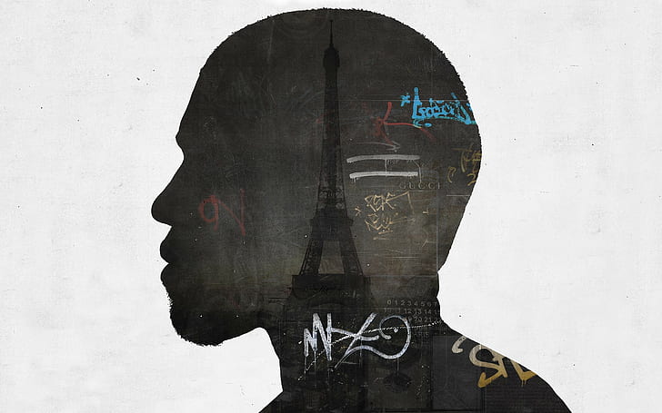 Alex Cherry, artwork, Eiffel Tower, Graffiti, Kanye West, profile, HD wallpaper