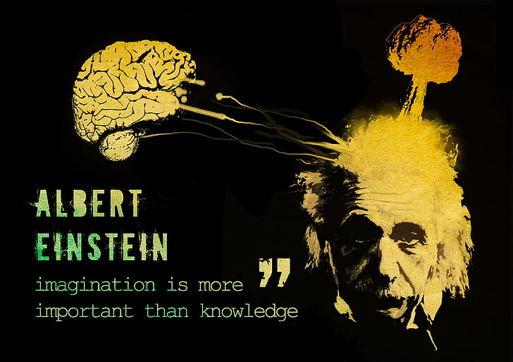Albert Einstein business card, the explosion, the inscription, HD wallpaper