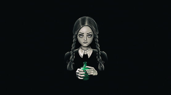 HD wallpaper: artwork, The Addams Family, wednesday addams, black  background | Wallpaper Flare
