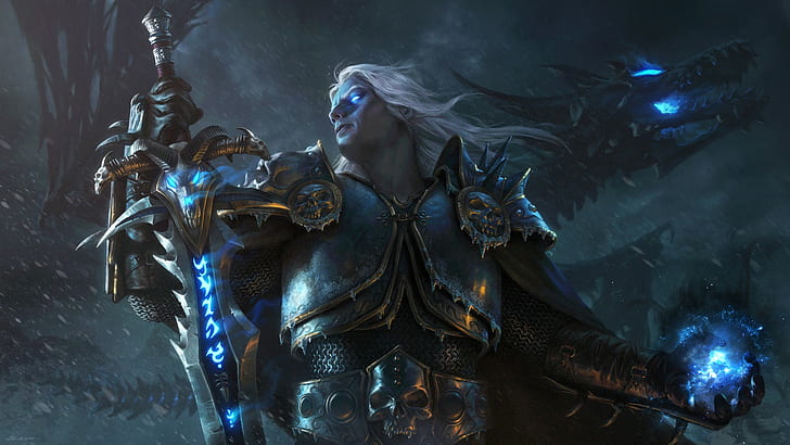 Arthas Menethil, dragon, lich king, Warcraft III, world of warcraft, HD wallpaper