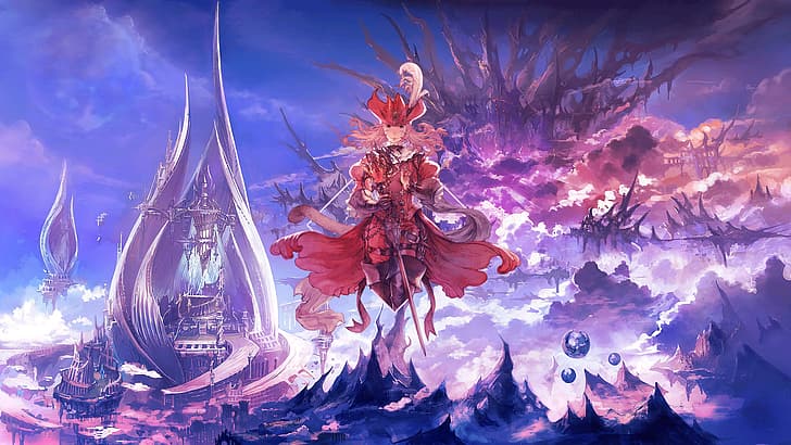 Final Fantasy XIV: A Realm Reborn, magician, red, picture-in-picture, HD wallpaper