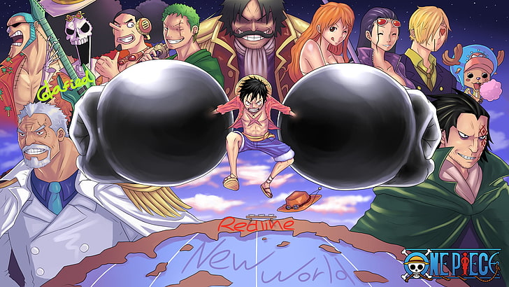 Anime, One Piece, Brook (One Piece), Dragon Monkey D., Franky (One Piece), HD wallpaper