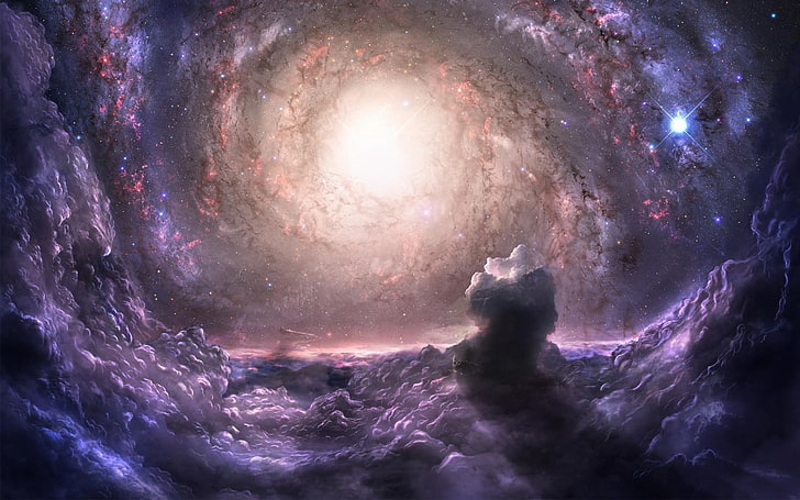 galaxy illustration, galaxy cluster, gravity, communication, nebula