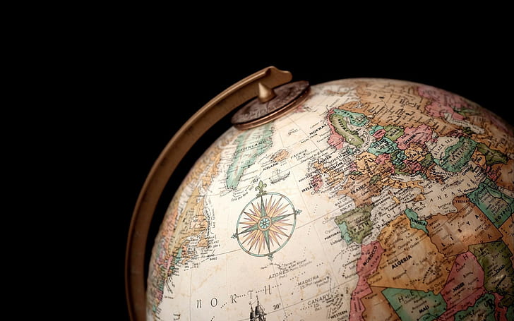 minimalism, artwork, globes, world map