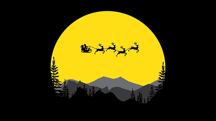 HD wallpaper: Holiday, Christmas, Black, Minimalist, Reindeer, Santa,  Silhouette | Wallpaper Flare