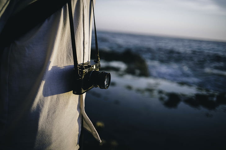camera, sea, HD wallpaper