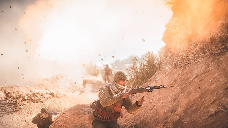 Battlefield 1, video games, weapon, gun, rifle, nature, holding, HD wallpaper