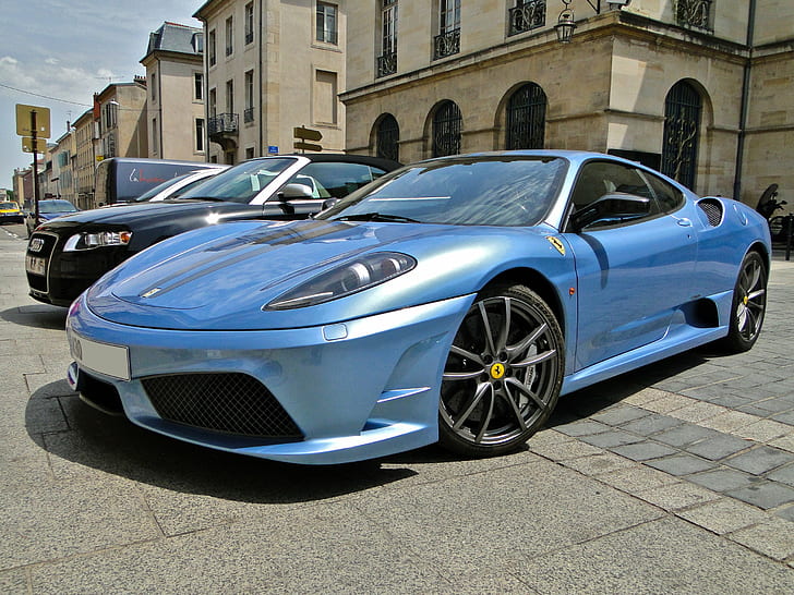 blu, blue, coupe, f430, ferrari, italia, scuderia, supercar, HD wallpaper