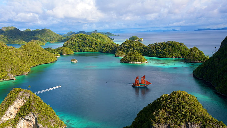 indonesia, summer, holiday, travel, islands, boat, HD wallpaper