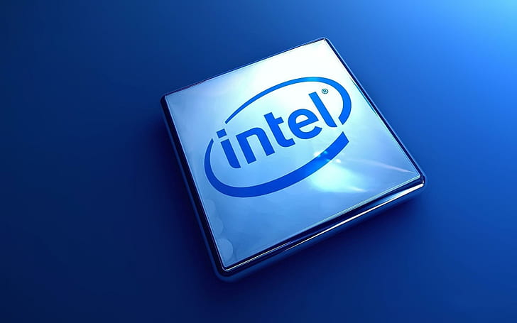 Intel 3d Logo, squared intel hard disk, HD wallpaper