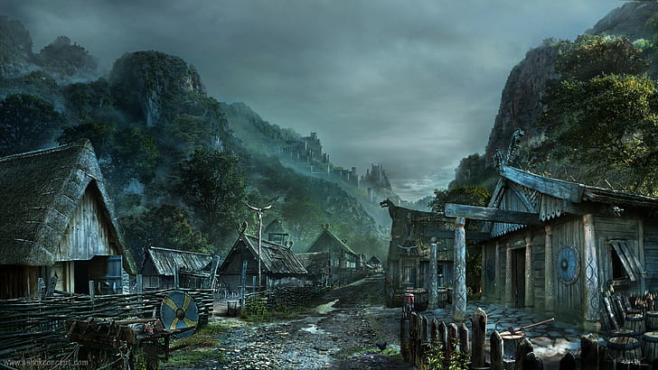 HD wallpaper: village, Vikings | Wallpaper Flare