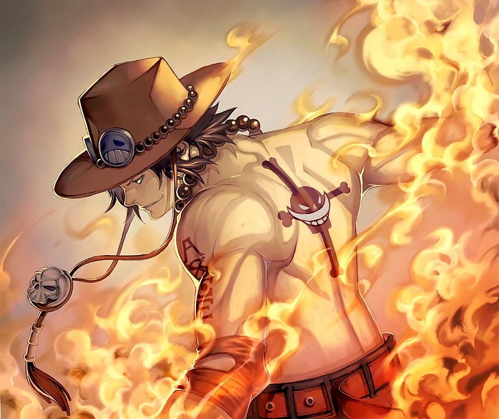 Portgas D. Ace illustration, Anime, One Piece, backgrounds, abstract, HD wallpaper