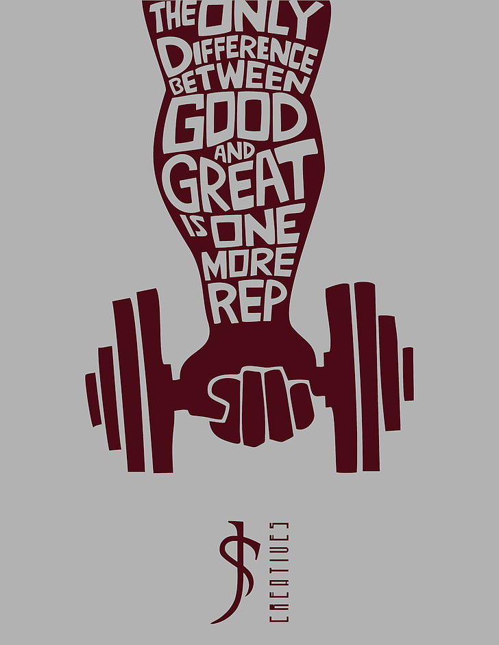 person hand with dumbbell illustration, typography, artwork, text