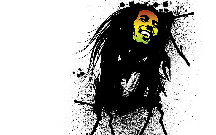 Bob Marley painting, graffiti, Jamaica, women, silhouette, females, HD wallpaper