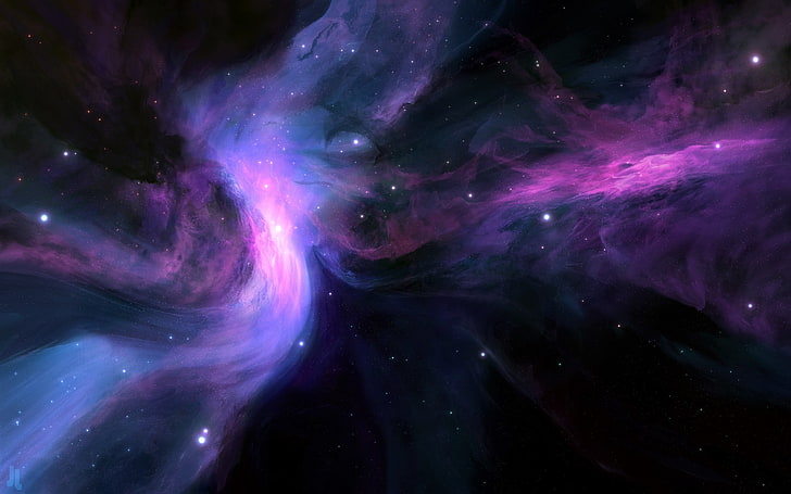 outer space illustration, nebula, stars, star - space, night, HD wallpaper