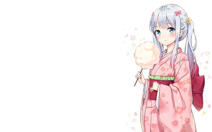Eromanga-sensei, white hair, white  background, anime girls, HD wallpaper