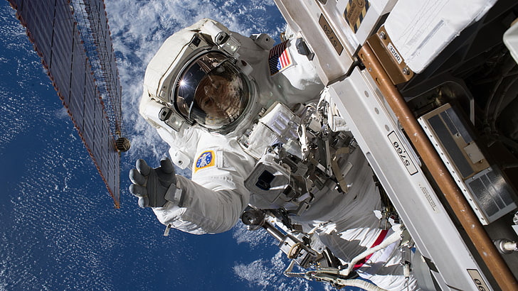 nasa, iss, international space station, astronaut, spacesuit, HD wallpaper