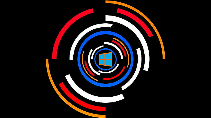 multicolored Windows logo, Windows 10, techno, circle, multi colored HD wallpaper