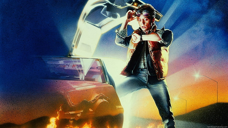 Back To The Future movie poster, science fiction, DeLorean, movies