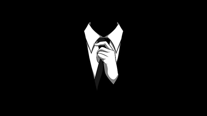 minimalism, Anonymous, suits, copy space, black background, HD wallpaper