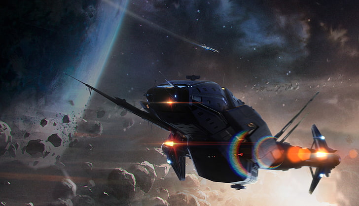 spacecraft flying in galaxy illustration, anvil aerospace, Anvil Carrack, HD wallpaper