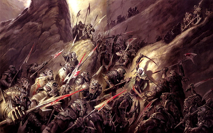 group of knight at war painting, fantasy art, dark fantasy, battle