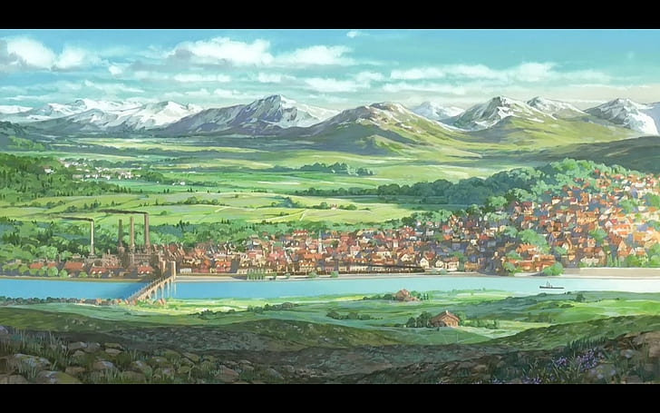 animation, artwork, Hayao Miyazaki, Howls Moving Castle, Studio Ghibli, HD wallpaper