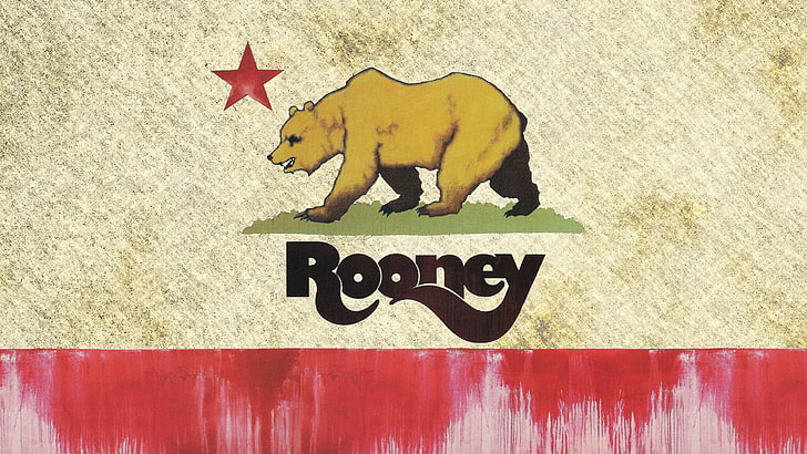 Rooney, California, bears, text, western script, communication