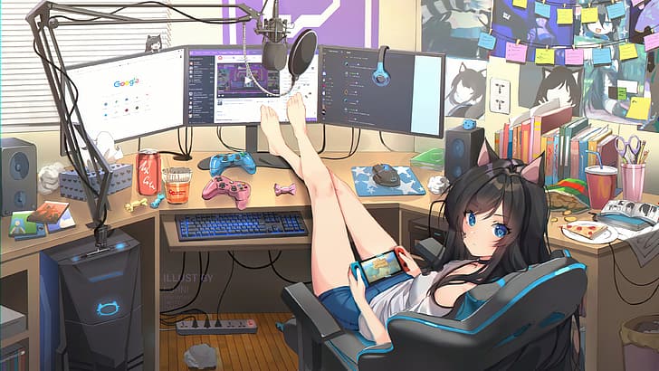 Girl gamer wallpaper anime Best 42+