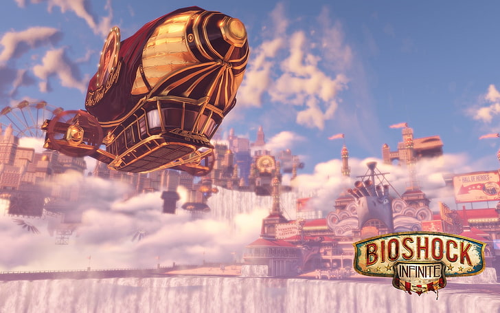 Bioshock Infinite digital wallpaper, steampunk, video games, sky