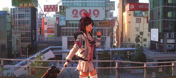 anime, anime girls, Virtual Youtuber, Kizuna Ai, HD wallpaper